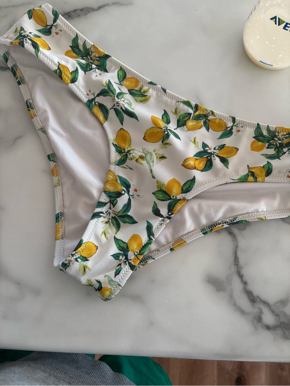 Victoria secret White Bikini Bottom with Yellow Lemon Print